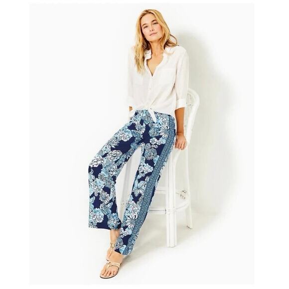 Lilly Pulitzer Women's Bal Harbour Palazzo in Low Tide Navy Size S - Picture 2 of 11